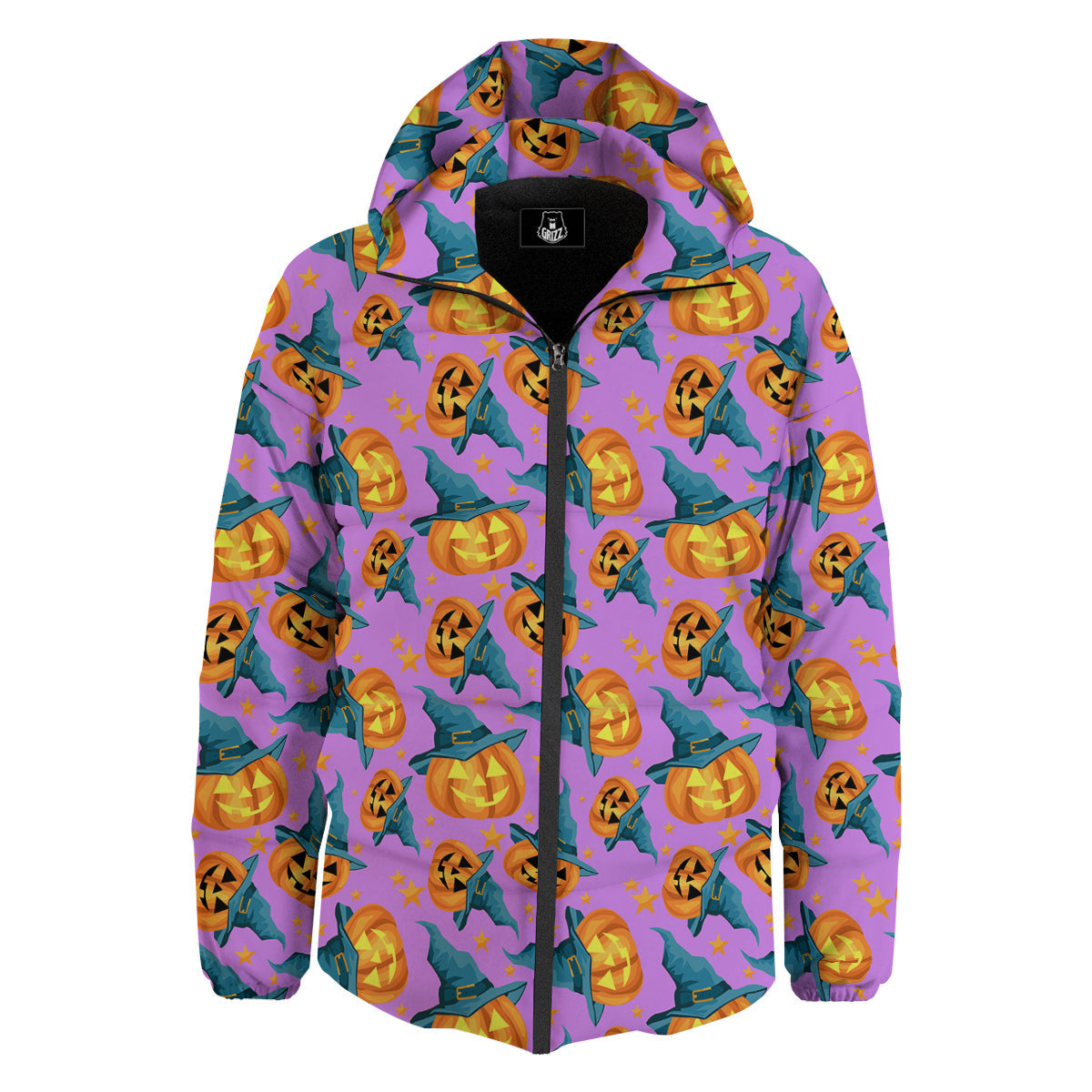 Pumpkin Witch Halloween Cute Print Down Jacket-grizzshop