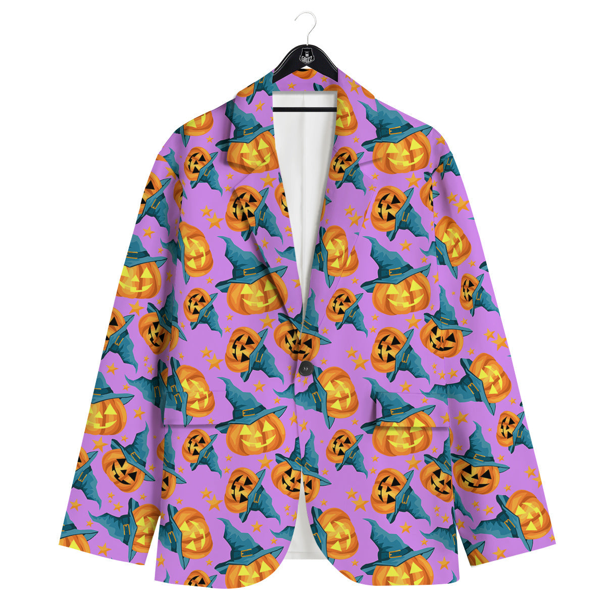 Pumpkin Witch Halloween Cute Print Men's Sport Coat-grizzshop
