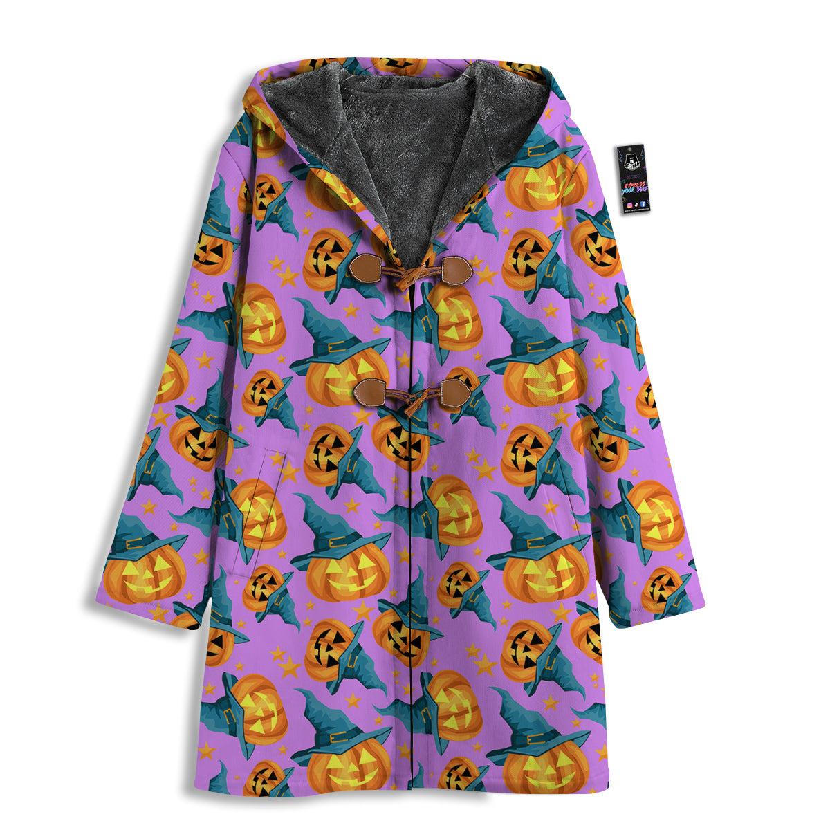 Pumpkin Witch Halloween Cute Print Men's Windbreaker Jacket-grizzshop