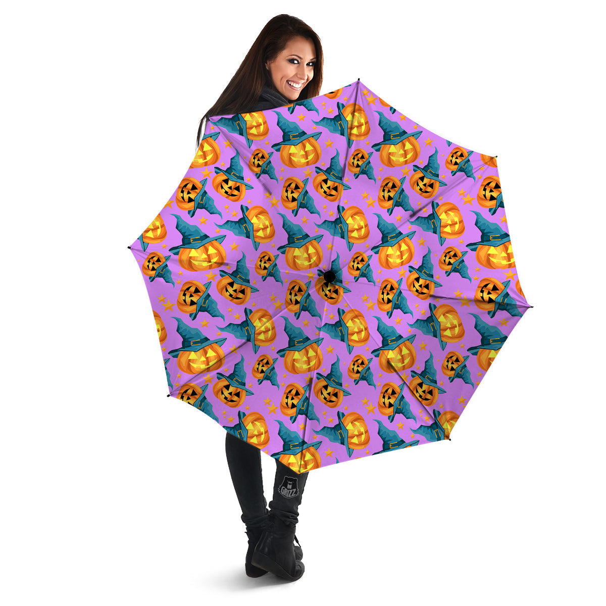 Pumpkin Witch Halloween Cute Print Umbrella-grizzshop