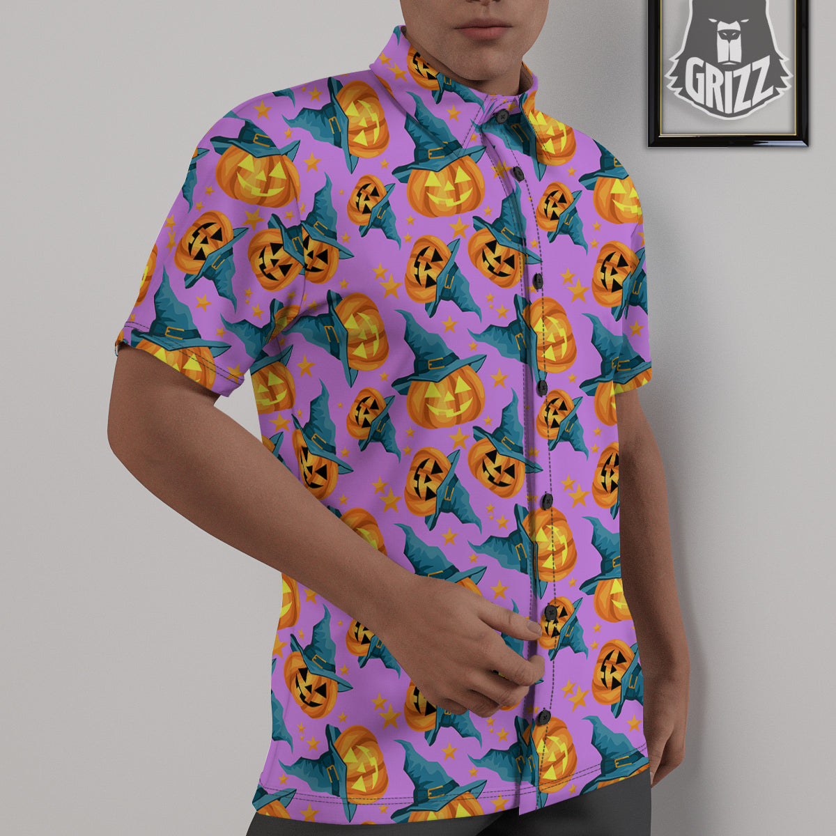 Pumpkin Witch Halloween Cute Print Untucked Shirts-grizzshop