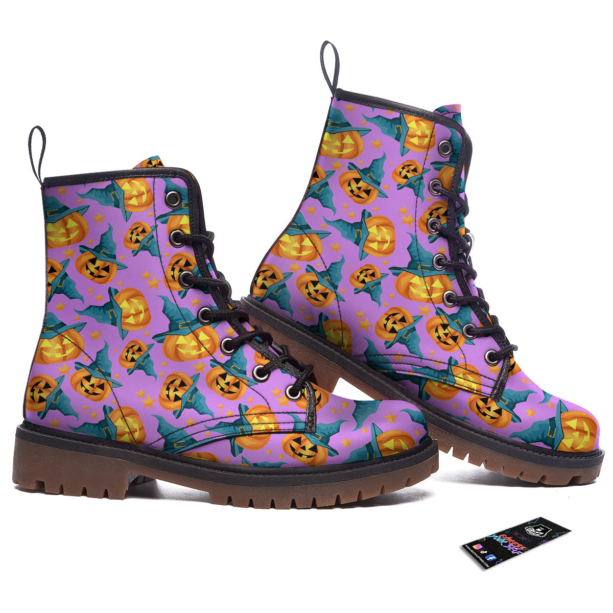 Pumpkin Witch Halloween Cute Print Work Boots-grizzshop