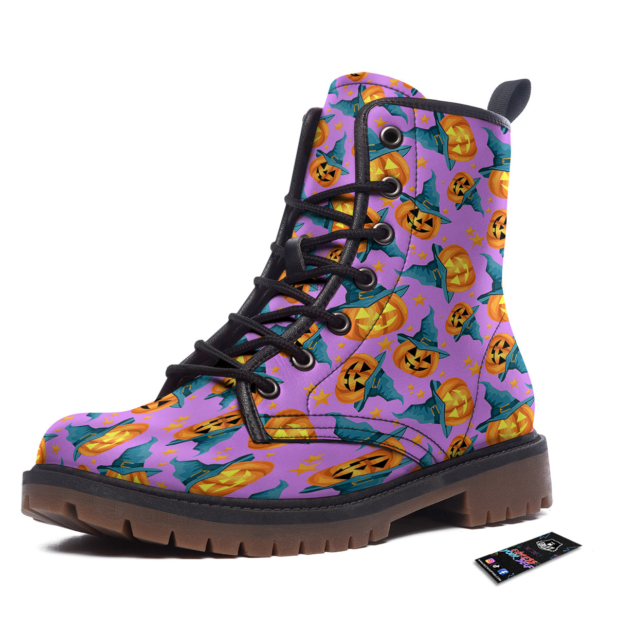 Pumpkin Witch Halloween Cute Print Work Boots-grizzshop