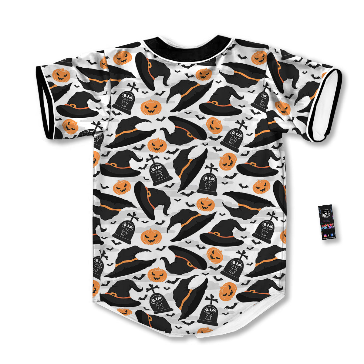 Pumpkin Witch Halloween Print Pattern Baseball Jersey-grizzshop