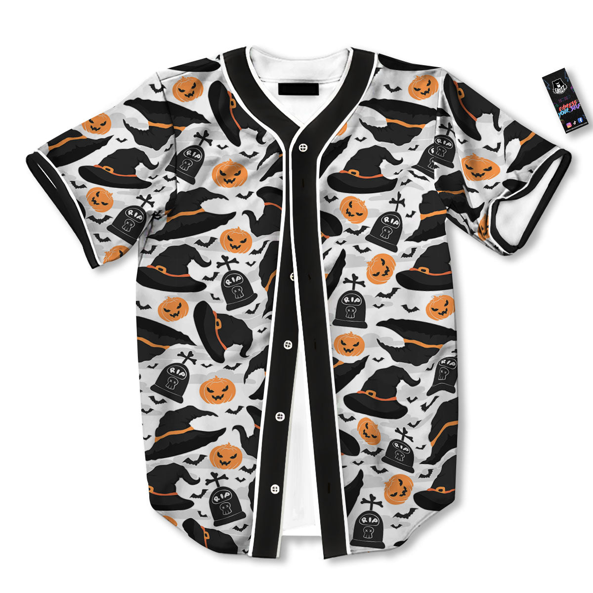 Pumpkin Witch Halloween Print Pattern Baseball Jersey-grizzshop