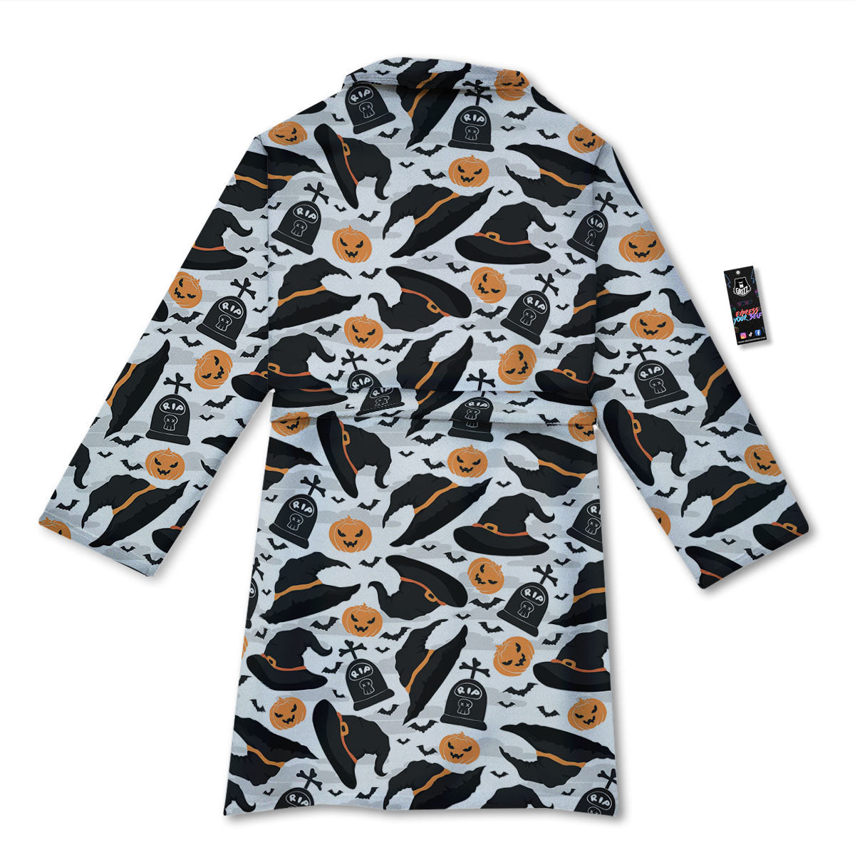Pumpkin Witch Halloween Print Pattern Bathrobe-grizzshop