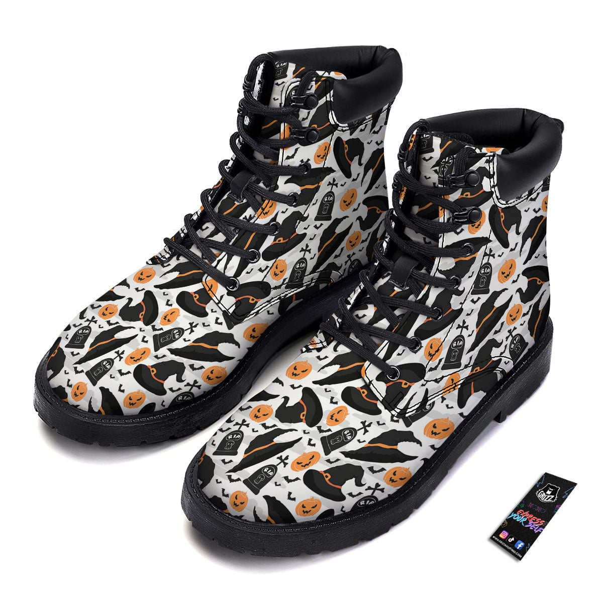 Pumpkin Witch Halloween Print Pattern Boots-grizzshop
