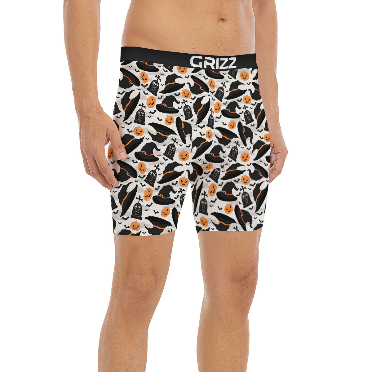 Pumpkin Witch Halloween Print Pattern Boxer Briefs-grizzshop