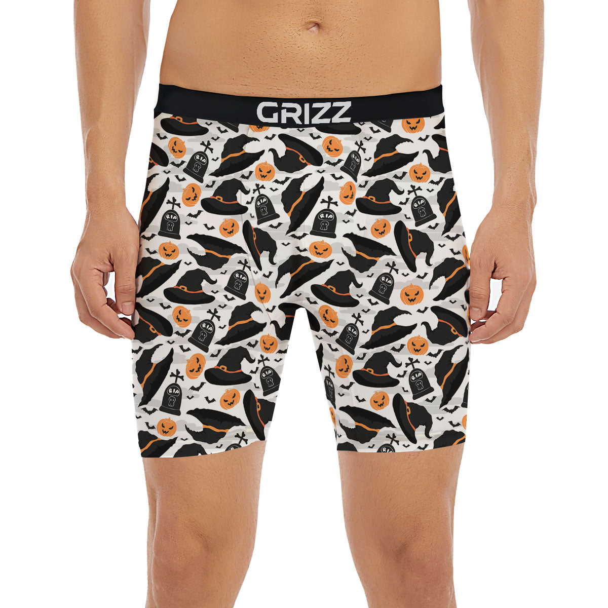 Pumpkin Witch Halloween Print Pattern Boxer Briefs-grizzshop
