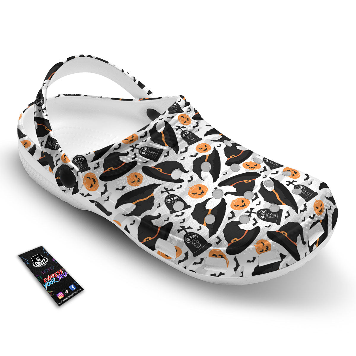 Pumpkin Witch Halloween Print Pattern Clog-grizzshop