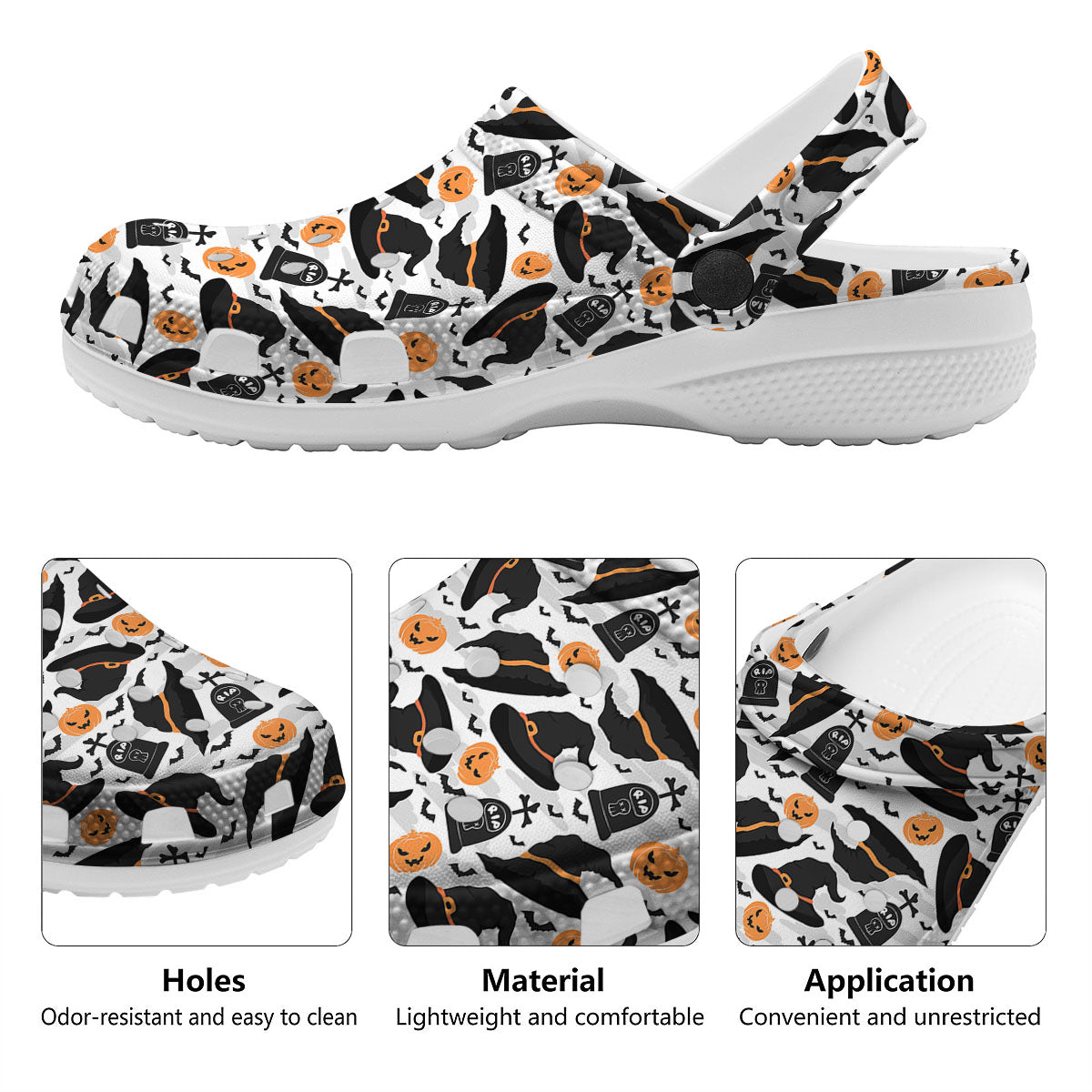 Pumpkin Witch Halloween Print Pattern Clog-grizzshop