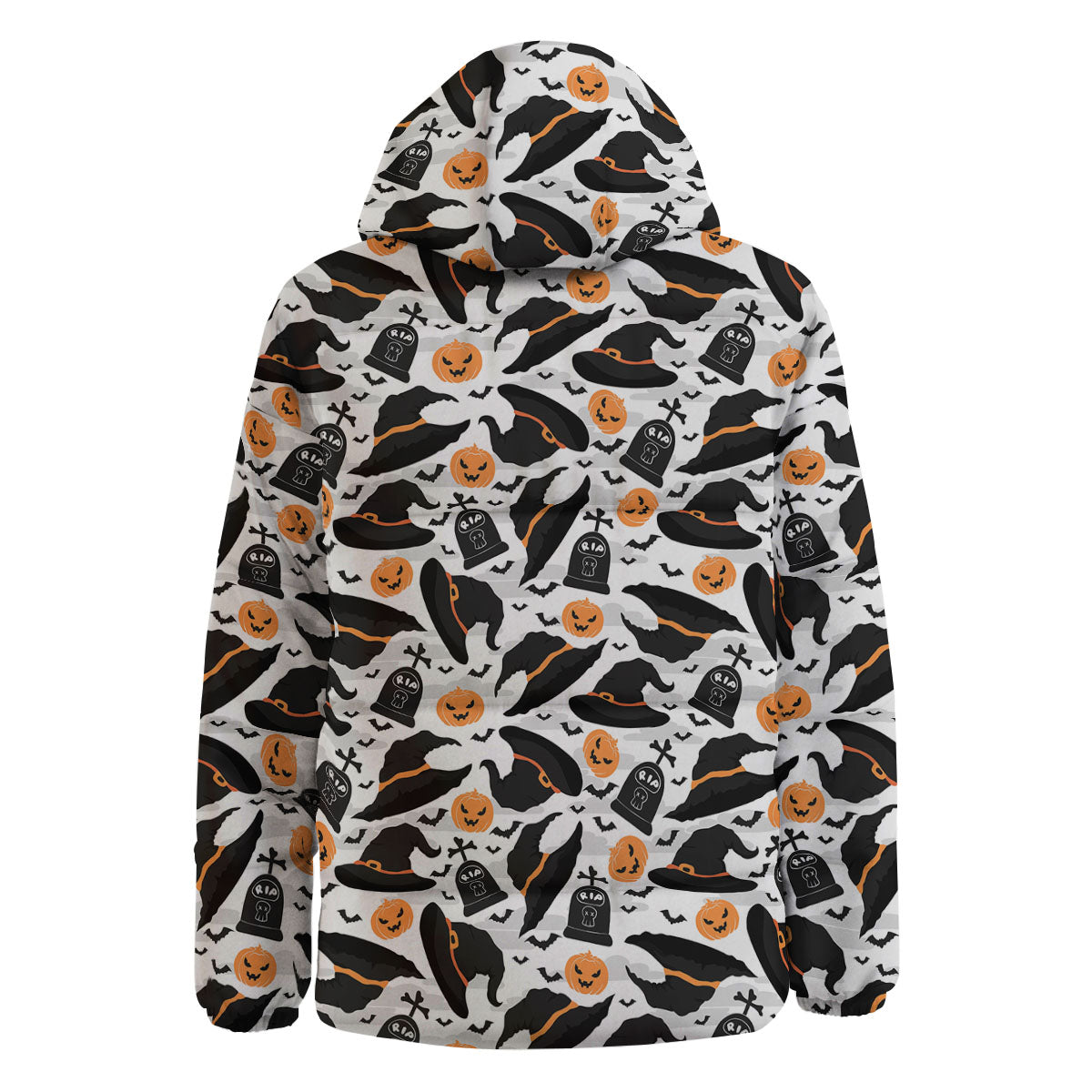 Pumpkin Witch Halloween Print Pattern Down Jacket-grizzshop
