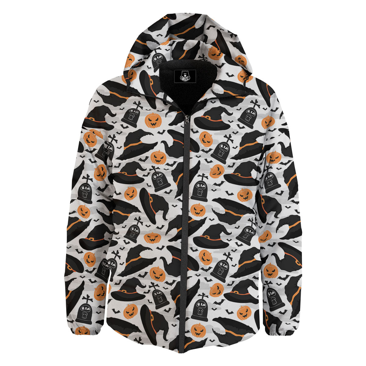 Pumpkin Witch Halloween Print Pattern Down Jacket-grizzshop