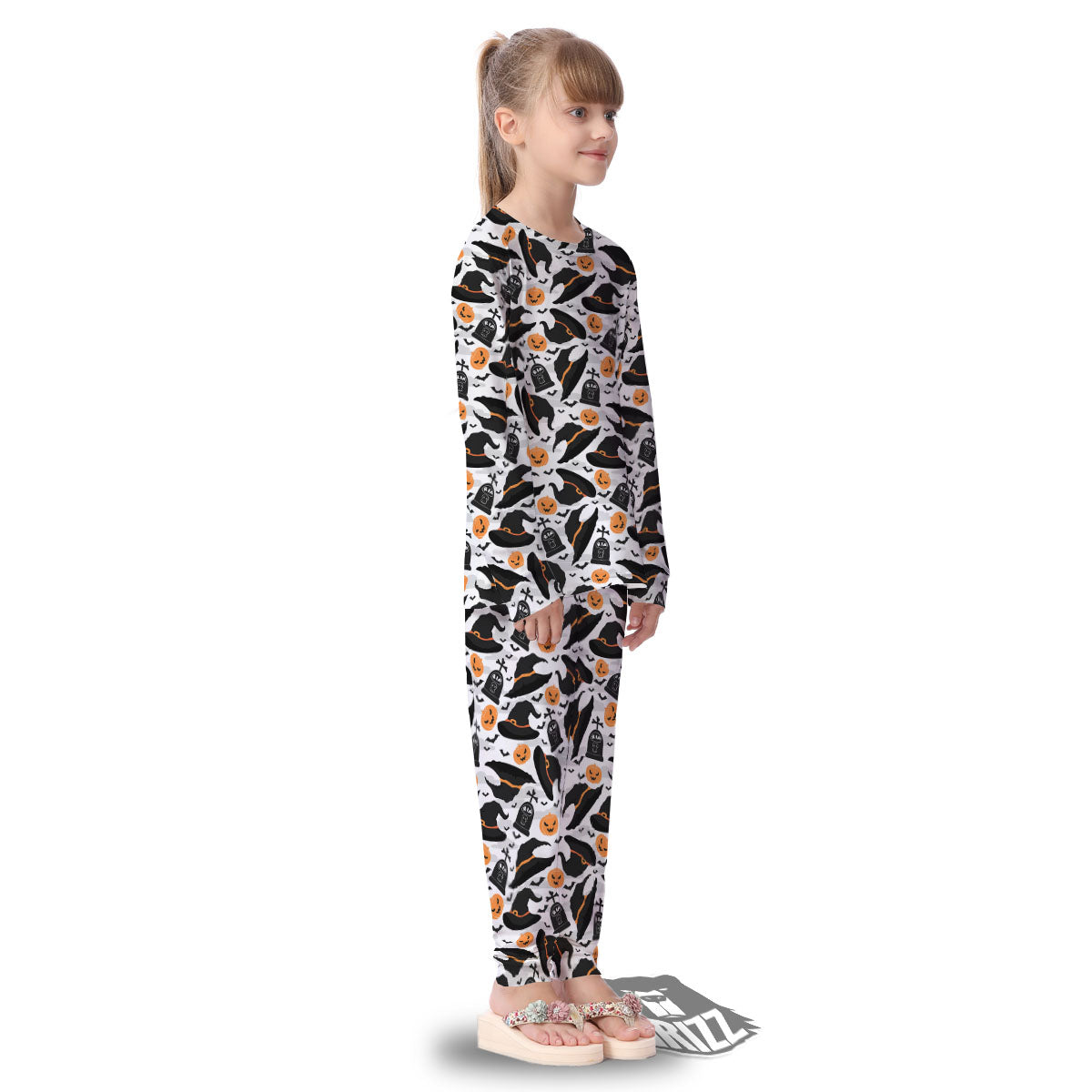 Pumpkin Witch Halloween Print Pattern Kid's Pajamas-grizzshop