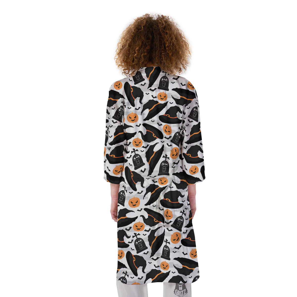 Pumpkin Witch Halloween Print Pattern Kimono-grizzshop