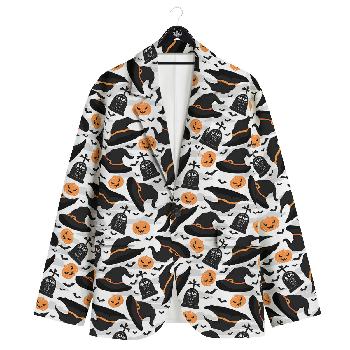 Pumpkin Witch Halloween Print Pattern Men's Sport Coat-grizzshop