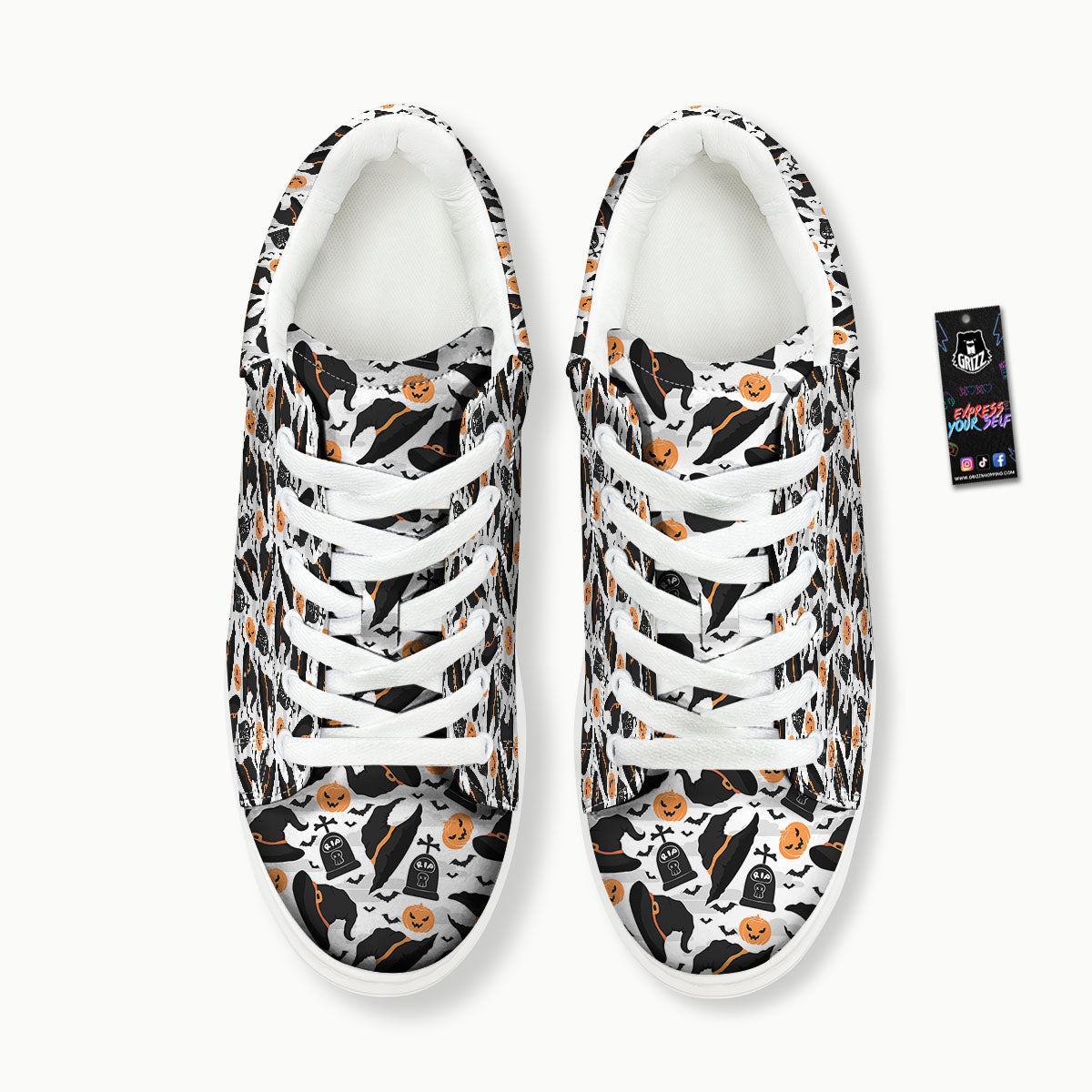 Pumpkin Witch Halloween Print Pattern Platform Shoes-grizzshop