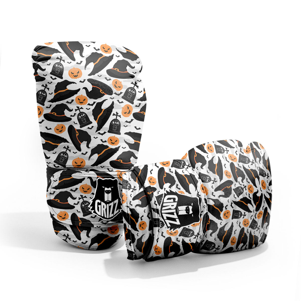 Pumpkin Witch Halloween Print Pattern Pro Boxing Glove
