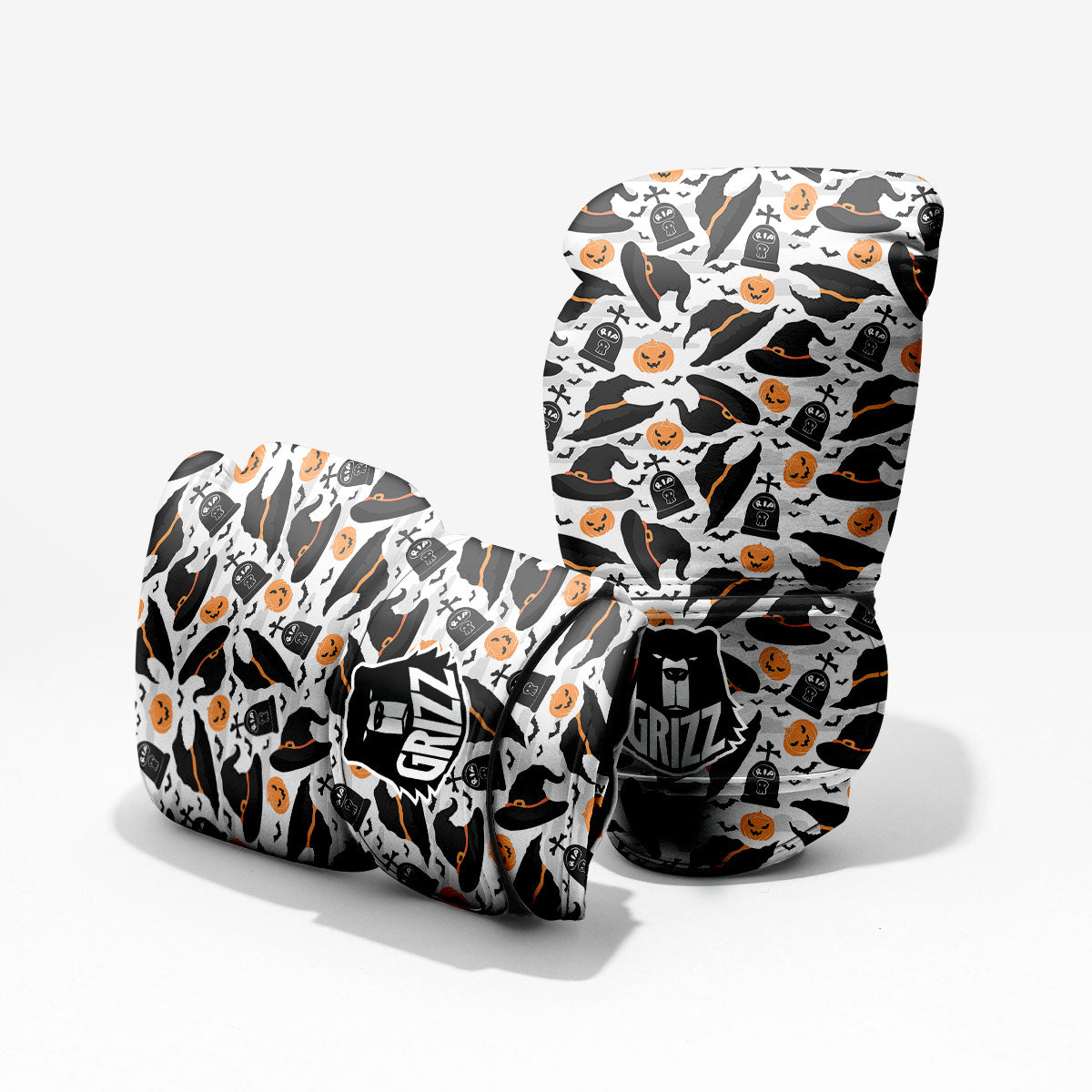 Pumpkin Witch Halloween Print Pattern Pro Boxing Glove