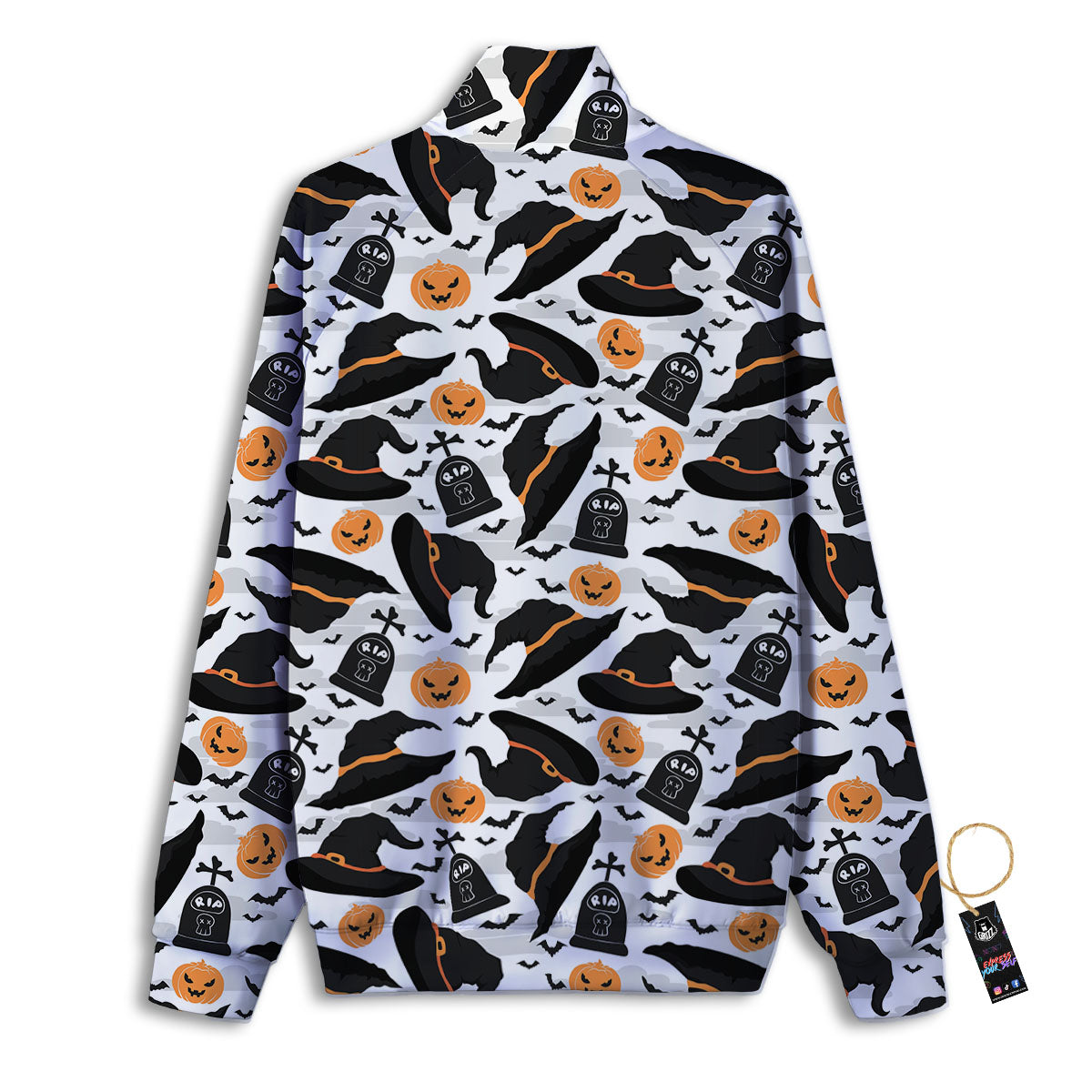 Pumpkin Witch Halloween Print Pattern Track Jacket-grizzshop