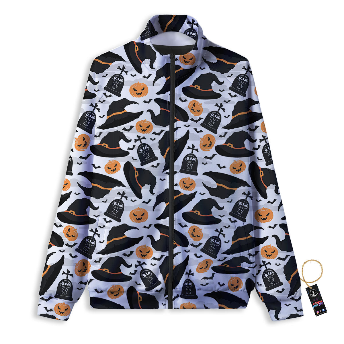 Pumpkin Witch Halloween Print Pattern Track Jacket-grizzshop