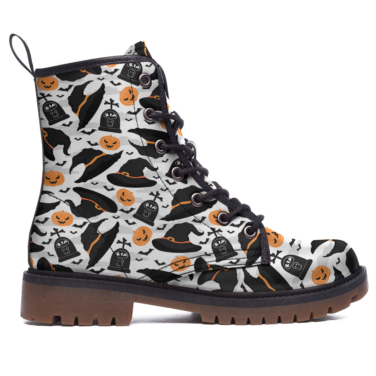 Pumpkin Witch Halloween Print Pattern Work Boots-grizzshop