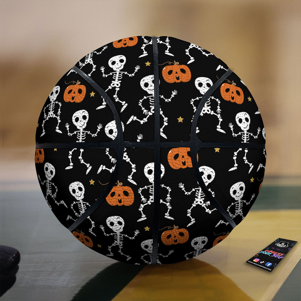Pumpkin And Skeleton Halloween Print Basketball