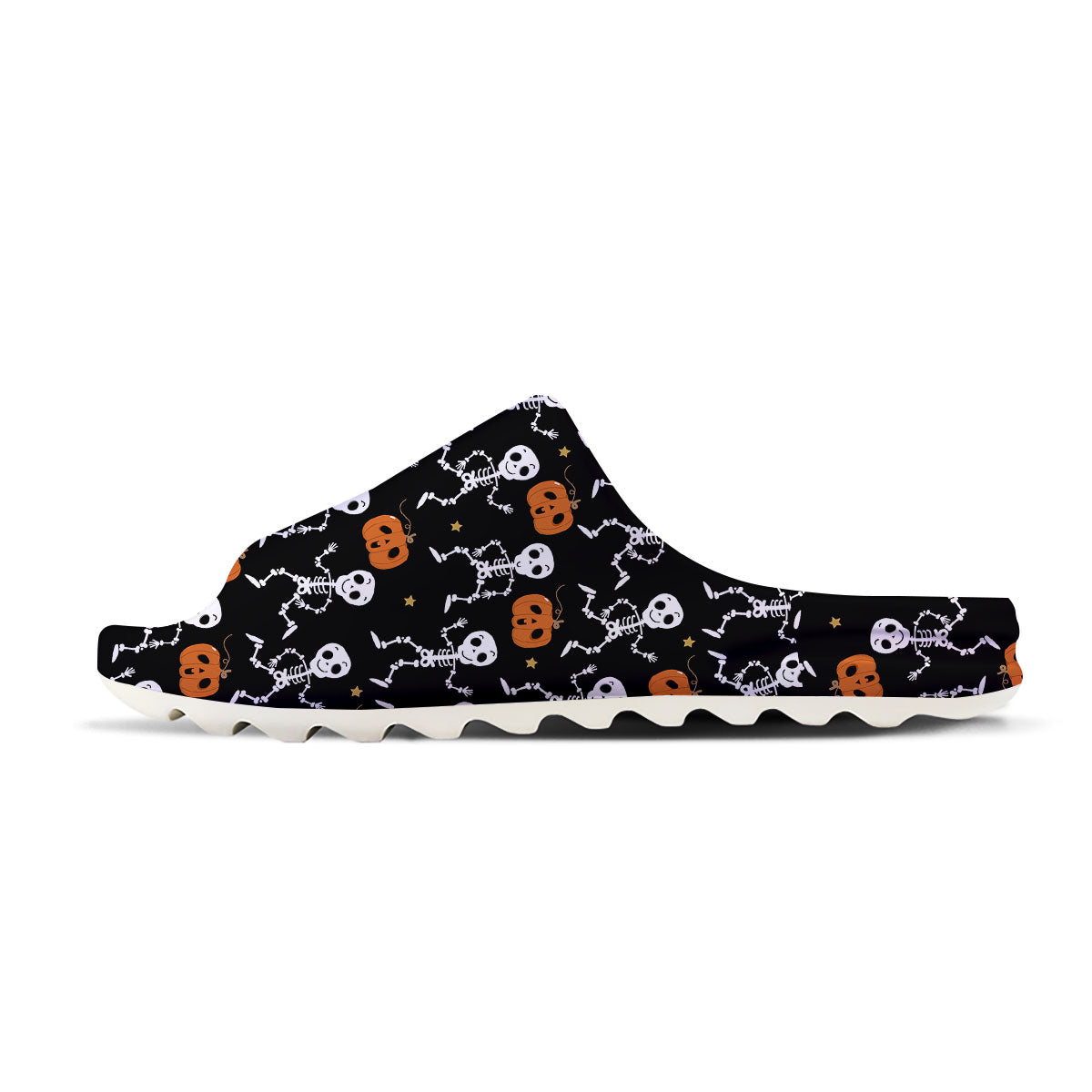 Pumpkin And Skeleton Halloween Print Sandals-grizzshop