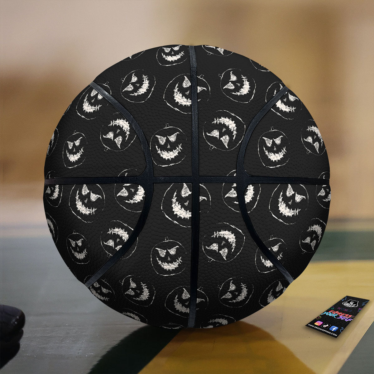 Pumpkin Faces Halloween Print Pattern Basketball