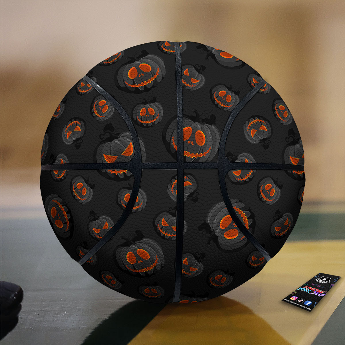 Pumpkin Jack O' Lantern Halloween Print Basketball