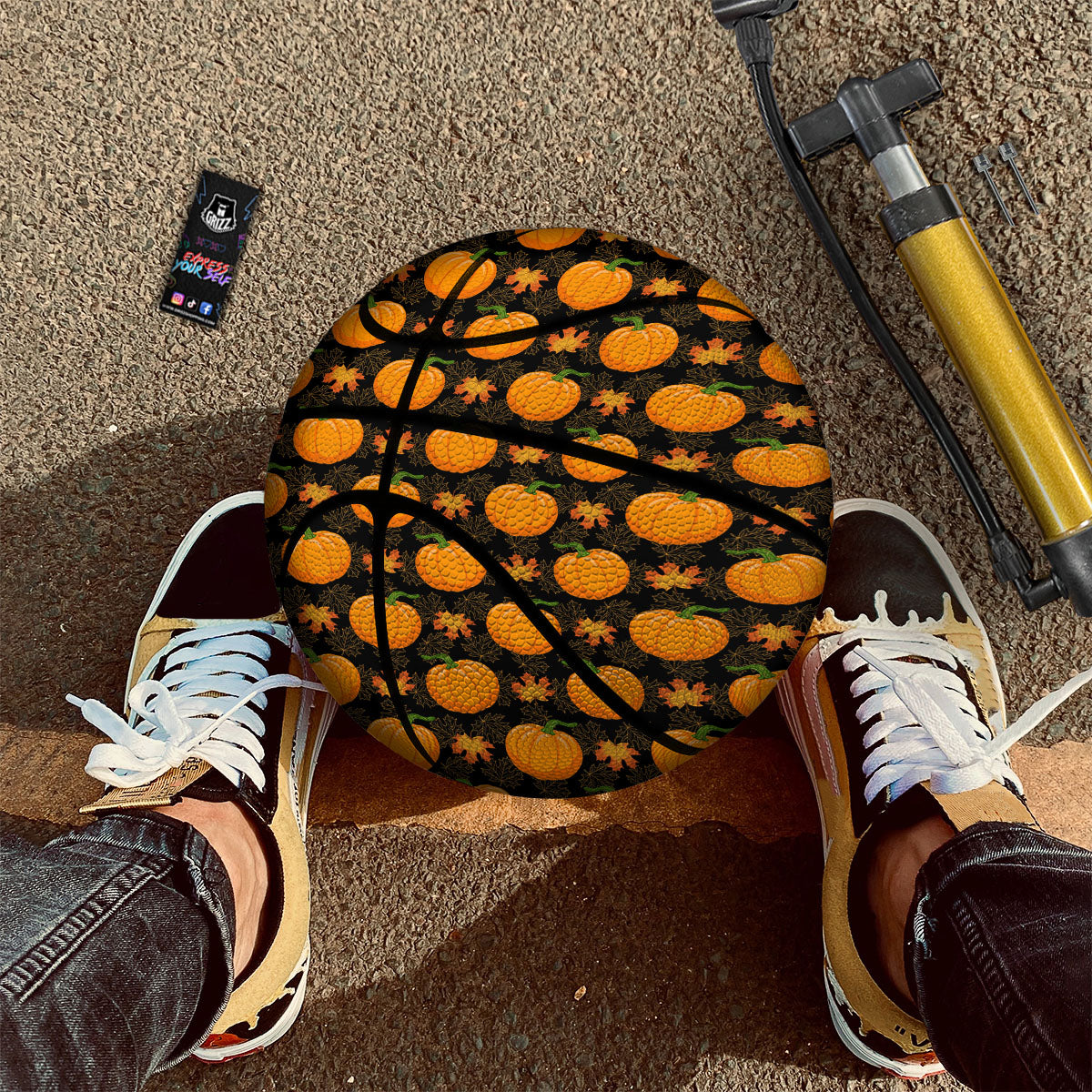 Pumpkin Orange Print Pattern Basketball