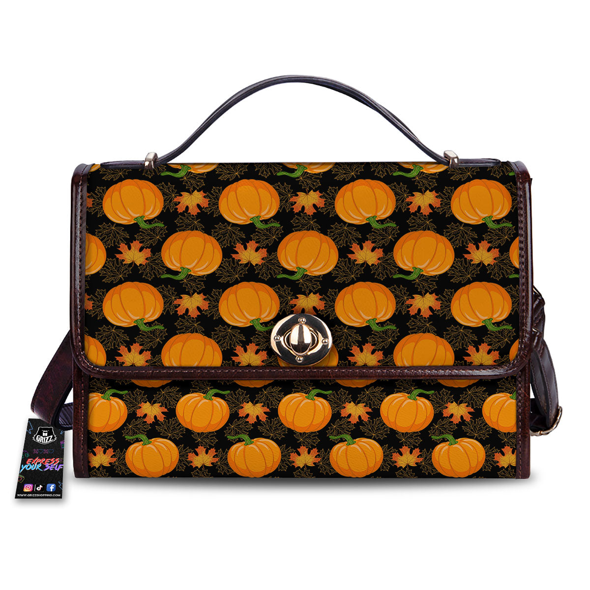 Pumpkin Orange Print Pattern Women's Satchel Bag