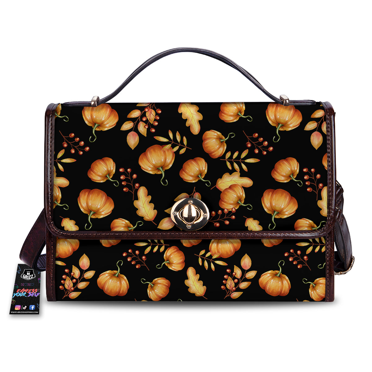 Pumpkin Watercolor Print Pattern Women's Satchel Bag