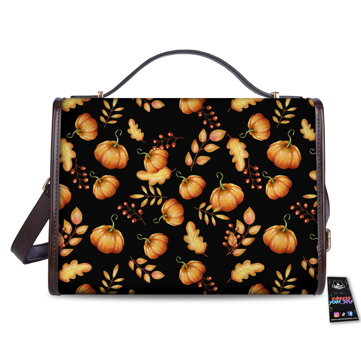 Pumpkin Watercolor Print Pattern Women's Satchel Bag
