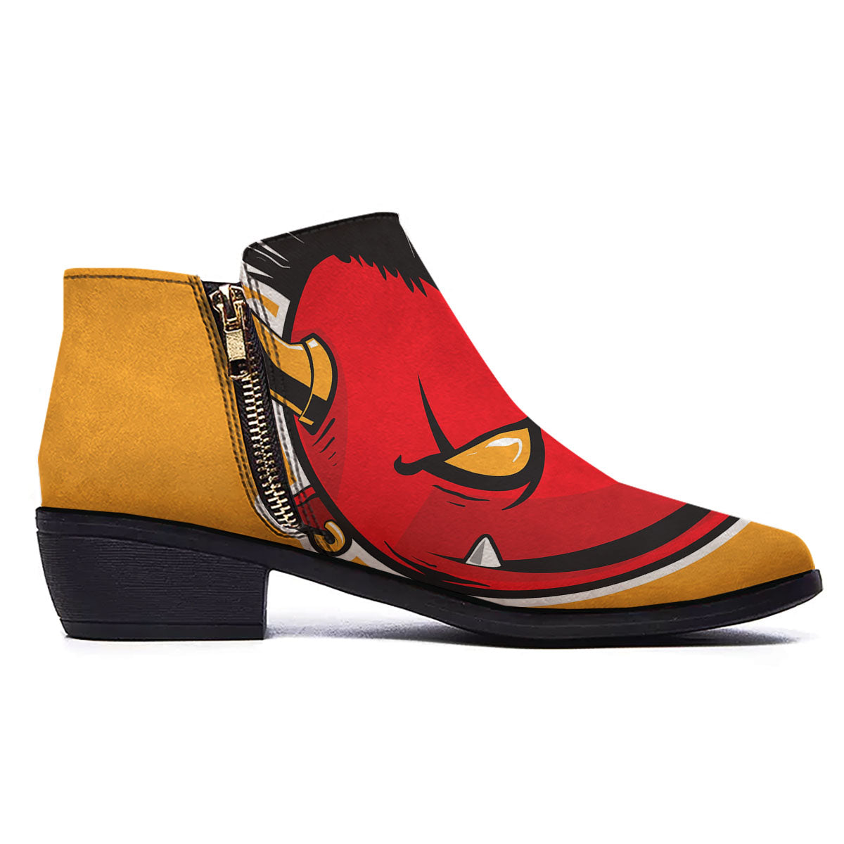 Punk Devil Mohawk Print Ankle Boots-grizzshop