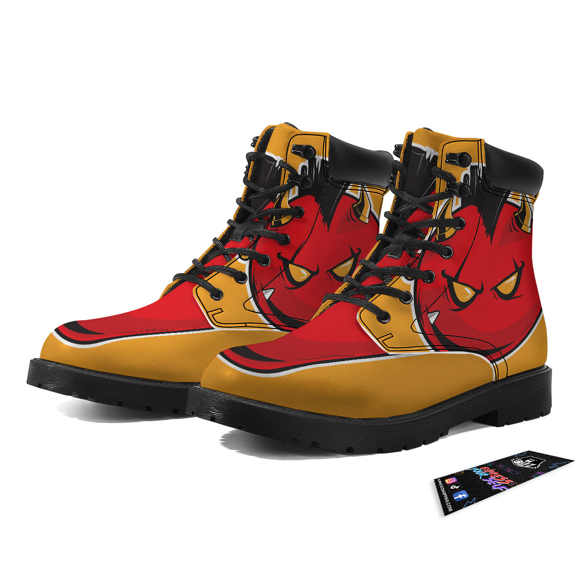 Punk Devil Mohawk Print Boots-grizzshop