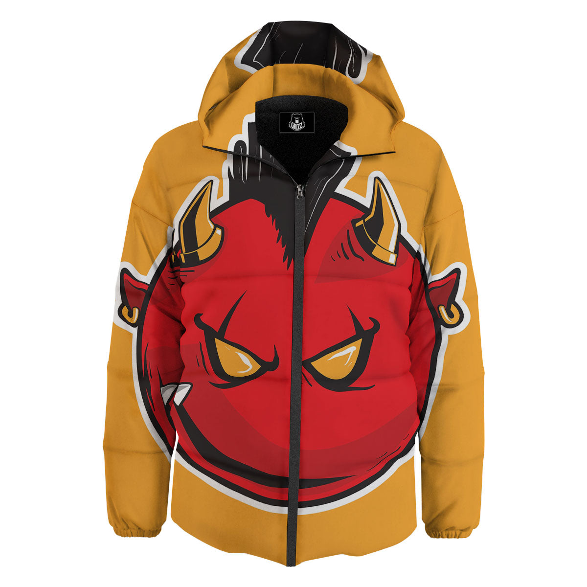 Punk Devil Mohawk Print Down Jacket-grizzshop