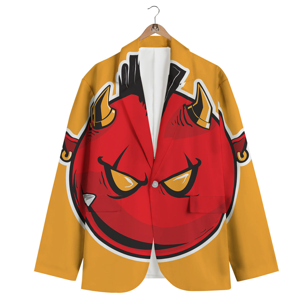 Punk Devil Mohawk Print Men's Blazer-grizzshop