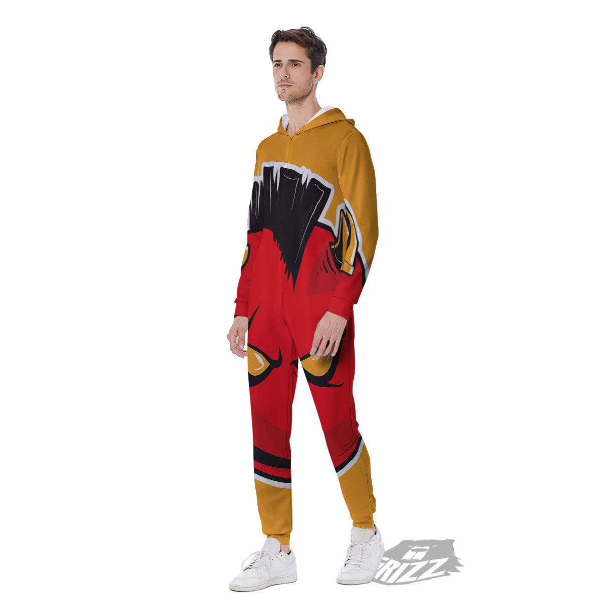 Punk Devil Mohawk Print Men's Jumpsuit-grizzshop