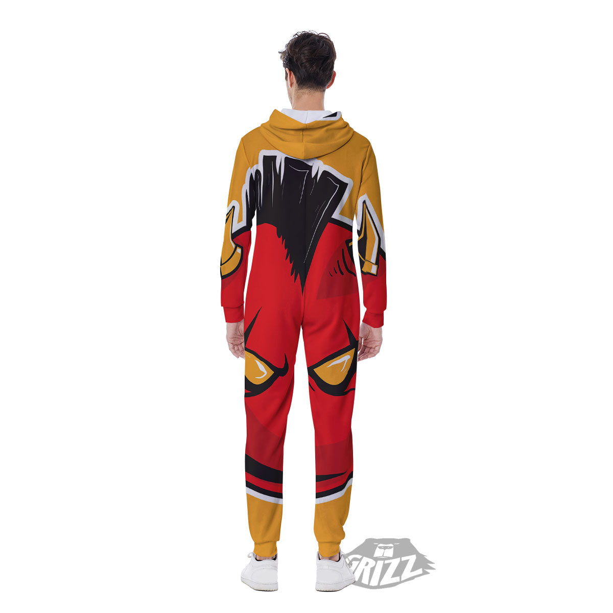 Punk Devil Mohawk Print Men's Jumpsuit-grizzshop