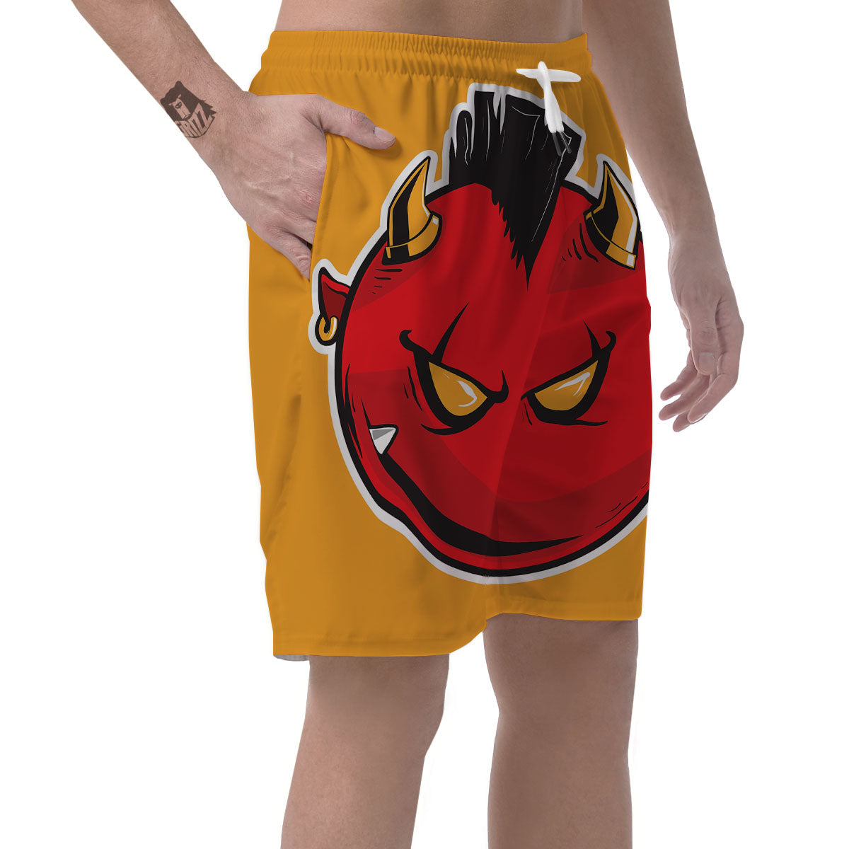 Punk Devil Mohawk Print Men's Shorts-grizzshop
