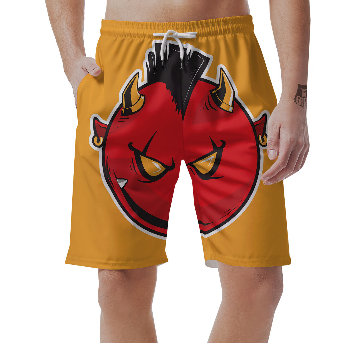 Punk Devil Mohawk Print Men's Shorts-grizzshop