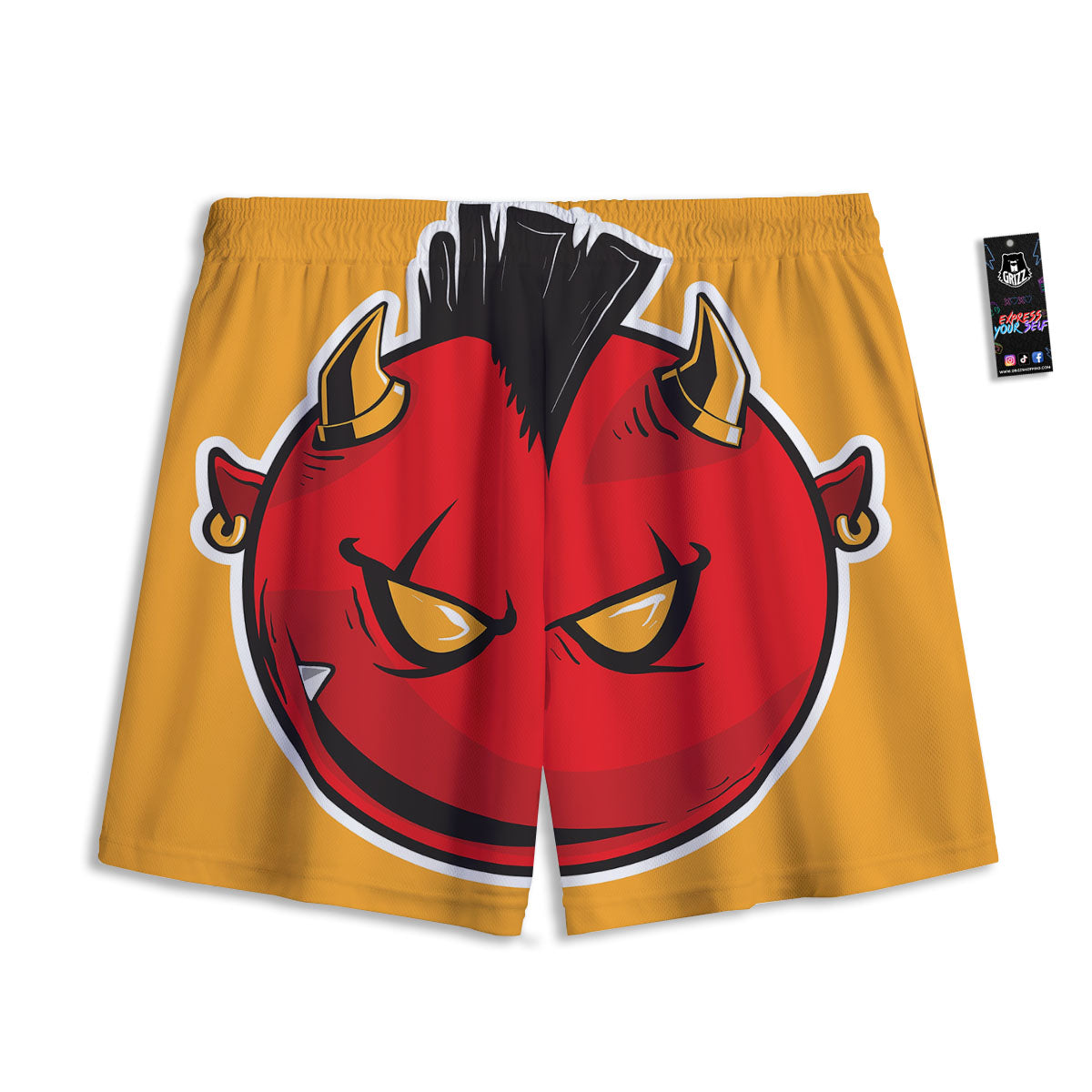 Punk Devil Mohawk Print Mesh Shorts-grizzshop