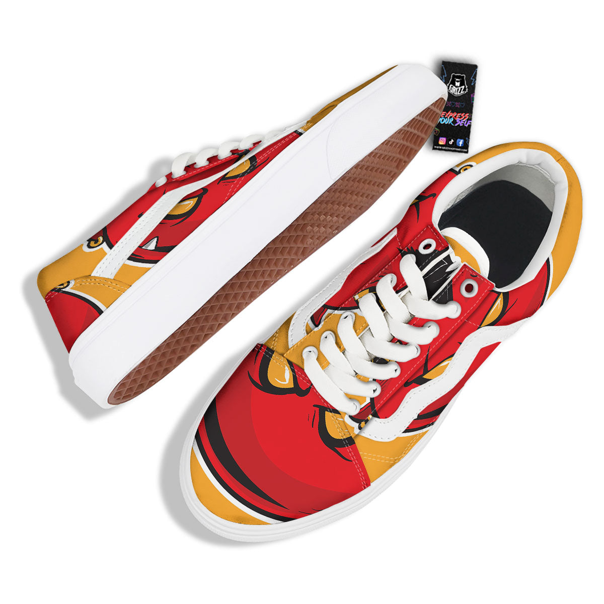 Punk Devil Mohawk Print Skate Shoes-grizzshop