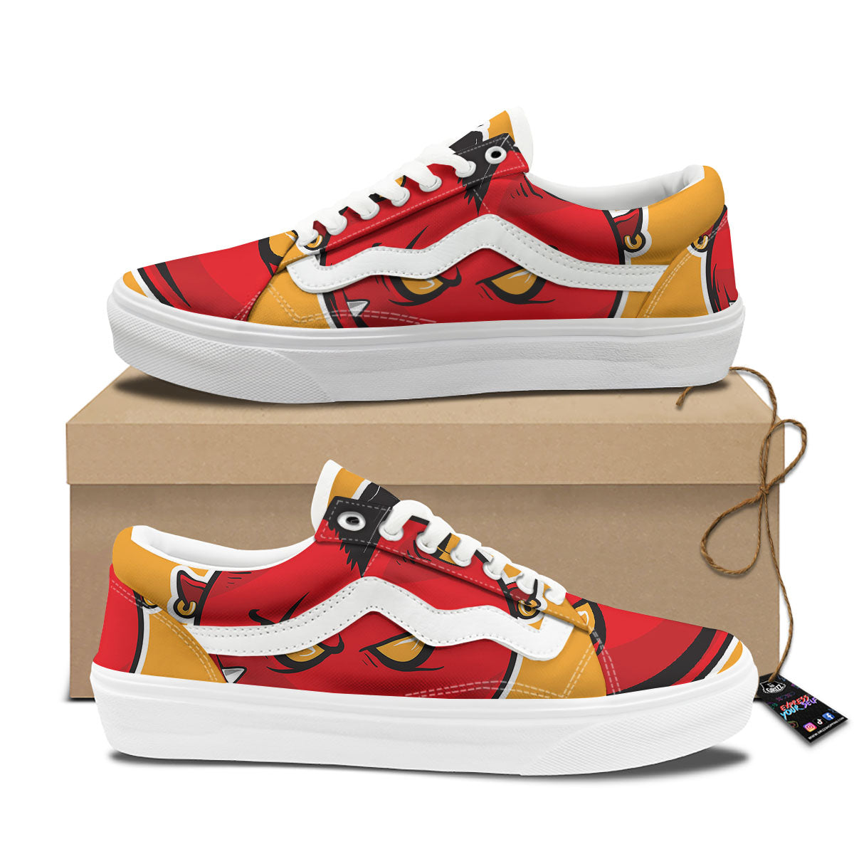 Punk Devil Mohawk Print Skate Shoes-grizzshop