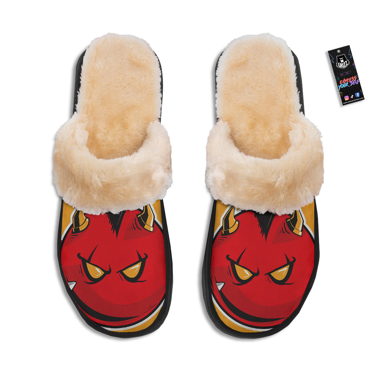 Punk Devil Mohawk Print Slippers-grizzshop