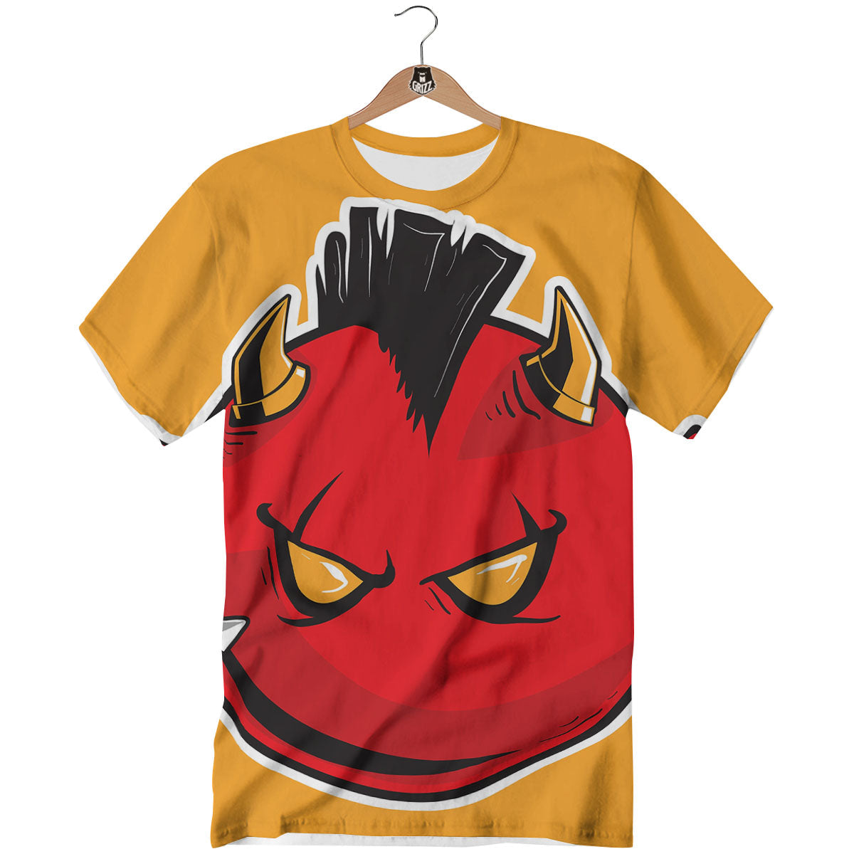 Punk Devil Mohawk Print T-Shirt-grizzshop