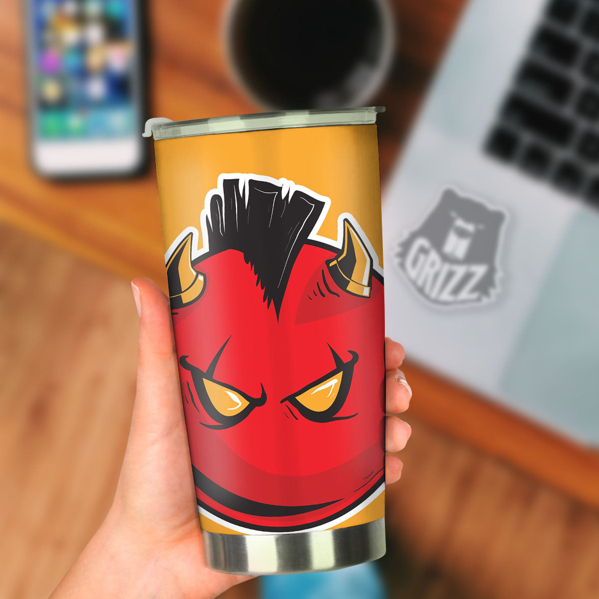 Punk Devil Mohawk Print Tumbler-grizzshop