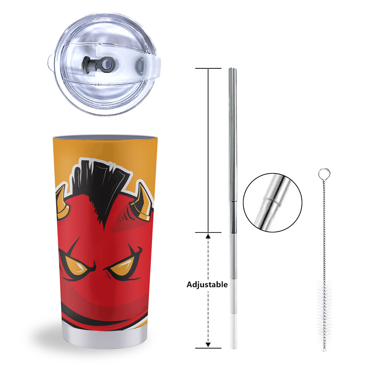 Punk Devil Mohawk Print Tumbler-grizzshop