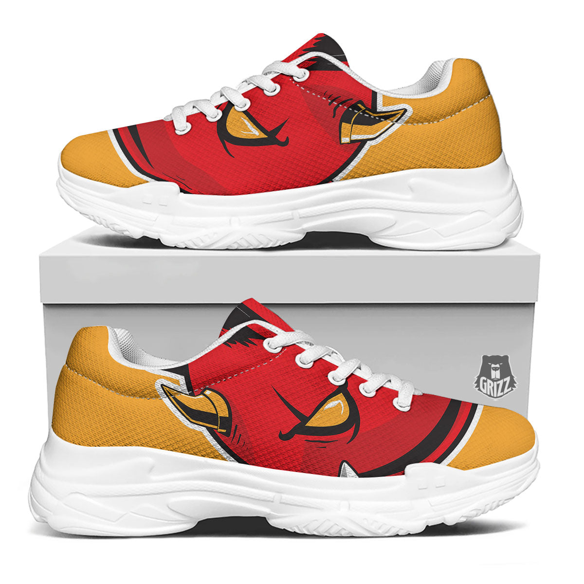 Punk Devil Mohawk Print White Chunky Shoes-grizzshop